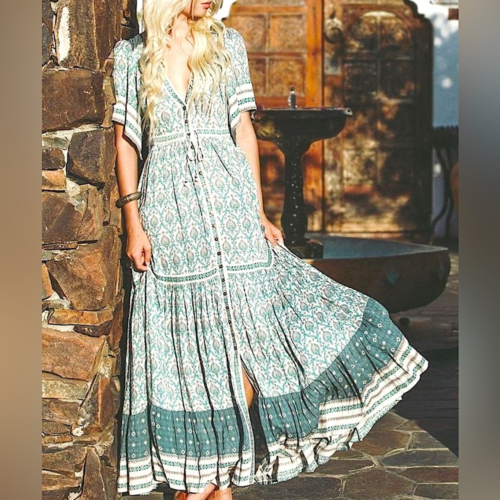Spell & The Gypsy Oracle Turquoise Gown - like New